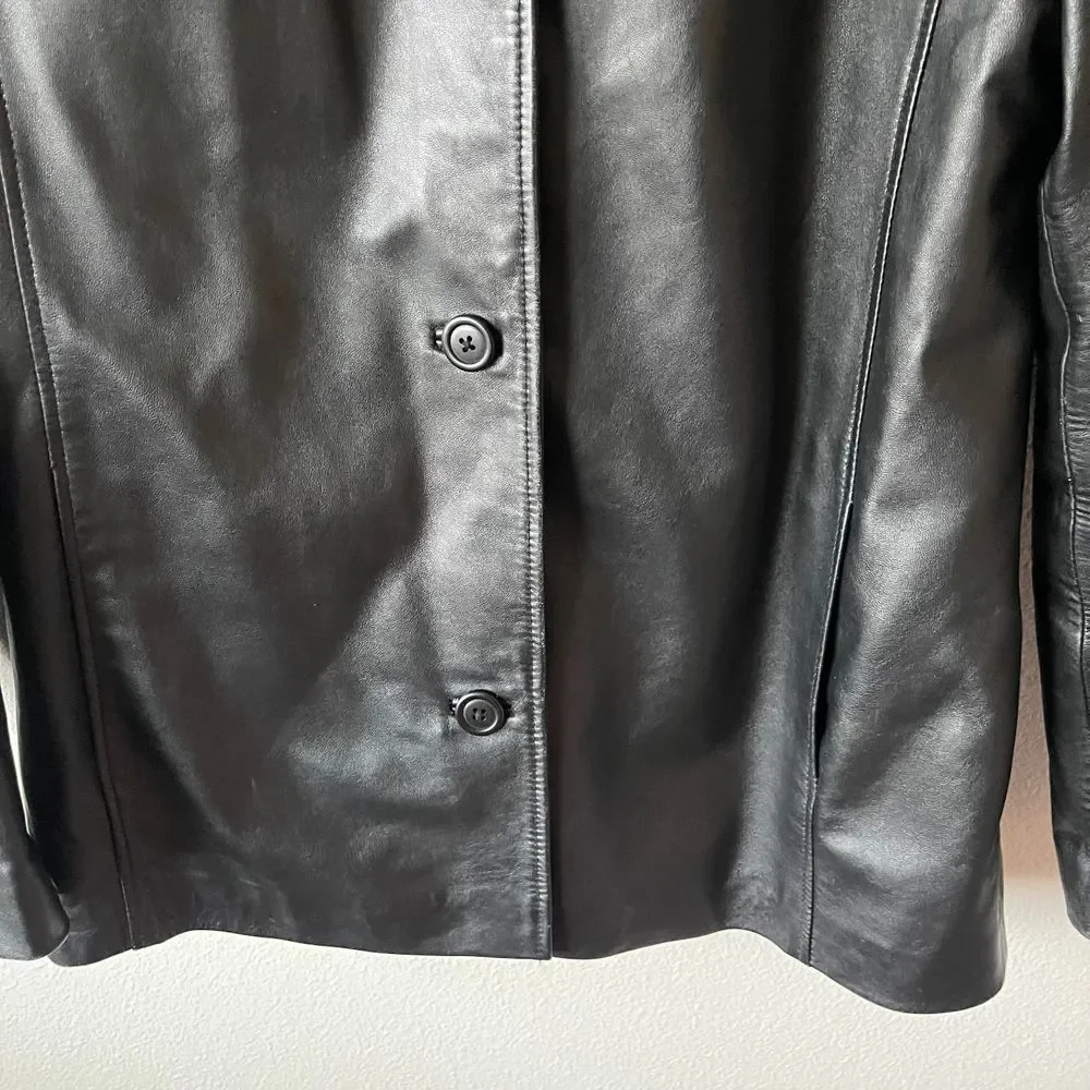 Vintage Sonoma Lambskin Piel Leather 90s Y2K Button-Front Leather‎ Jacket - Picture 5 of 10